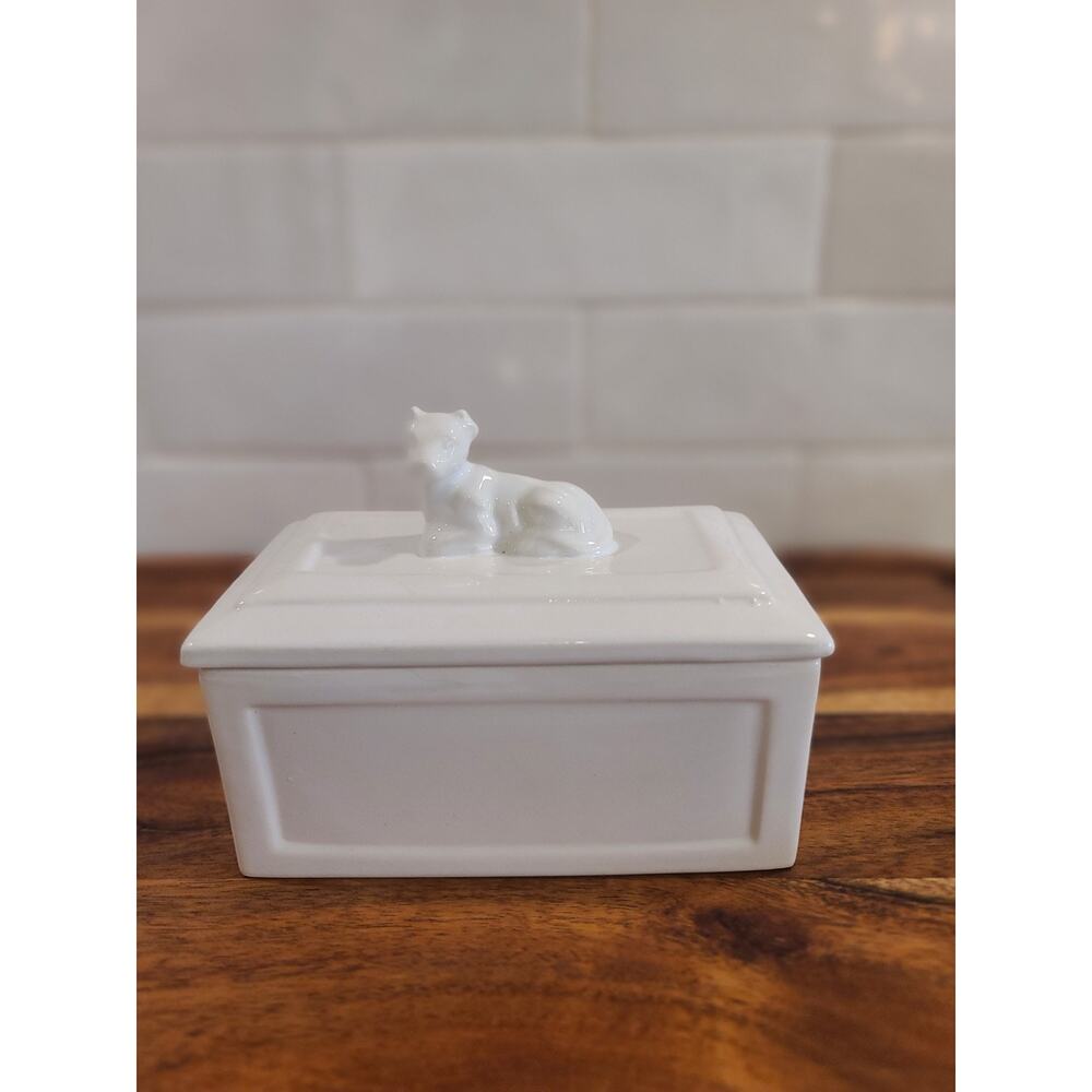 ICTC English Fine Bone China Butter Dish with Cow on Lid Vintage Mcm England